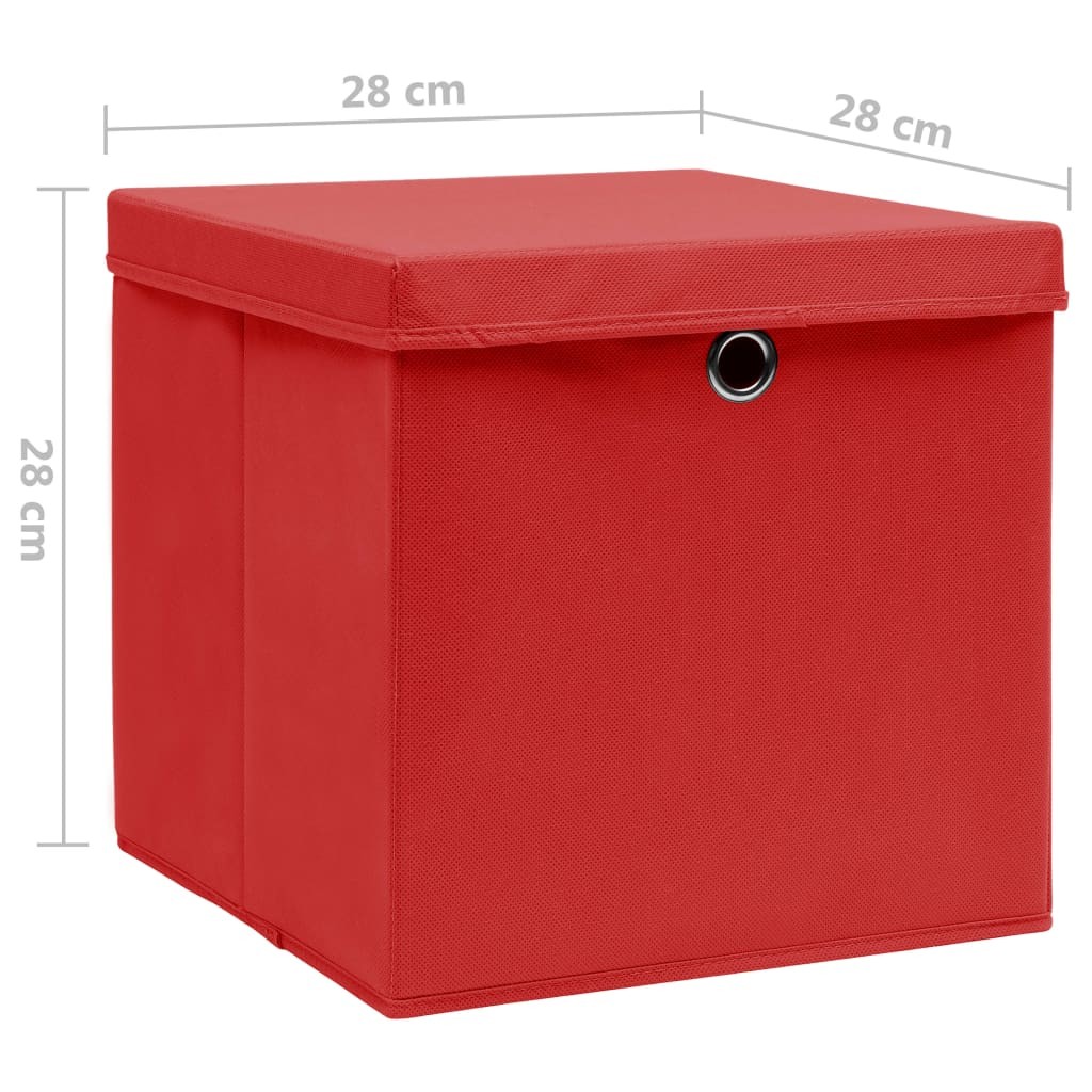 Storage Boxes with Covers 4 pcs 28x28x28 cm Red